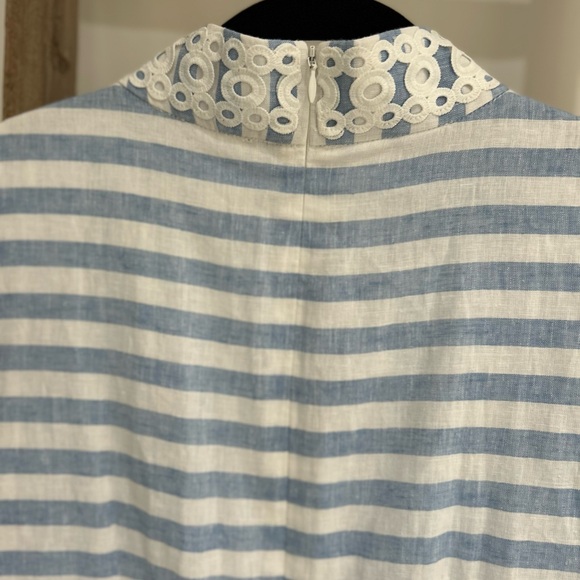 Eliza J Stripe Sleeveless Linen Cotton Shift Sheath Midi Dress Size 8 - Picture 3 of 9